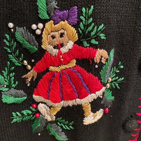 Vintage Christmas cardigan sweater BP Design Grandma Ugly Sweater Holiday beaded - Picture 5 of 16